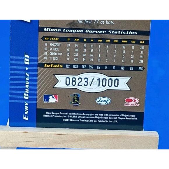 Endy Chavez #284 Rookie Card 2001 Donruss SP 823/1000 - Picture 4 of 4